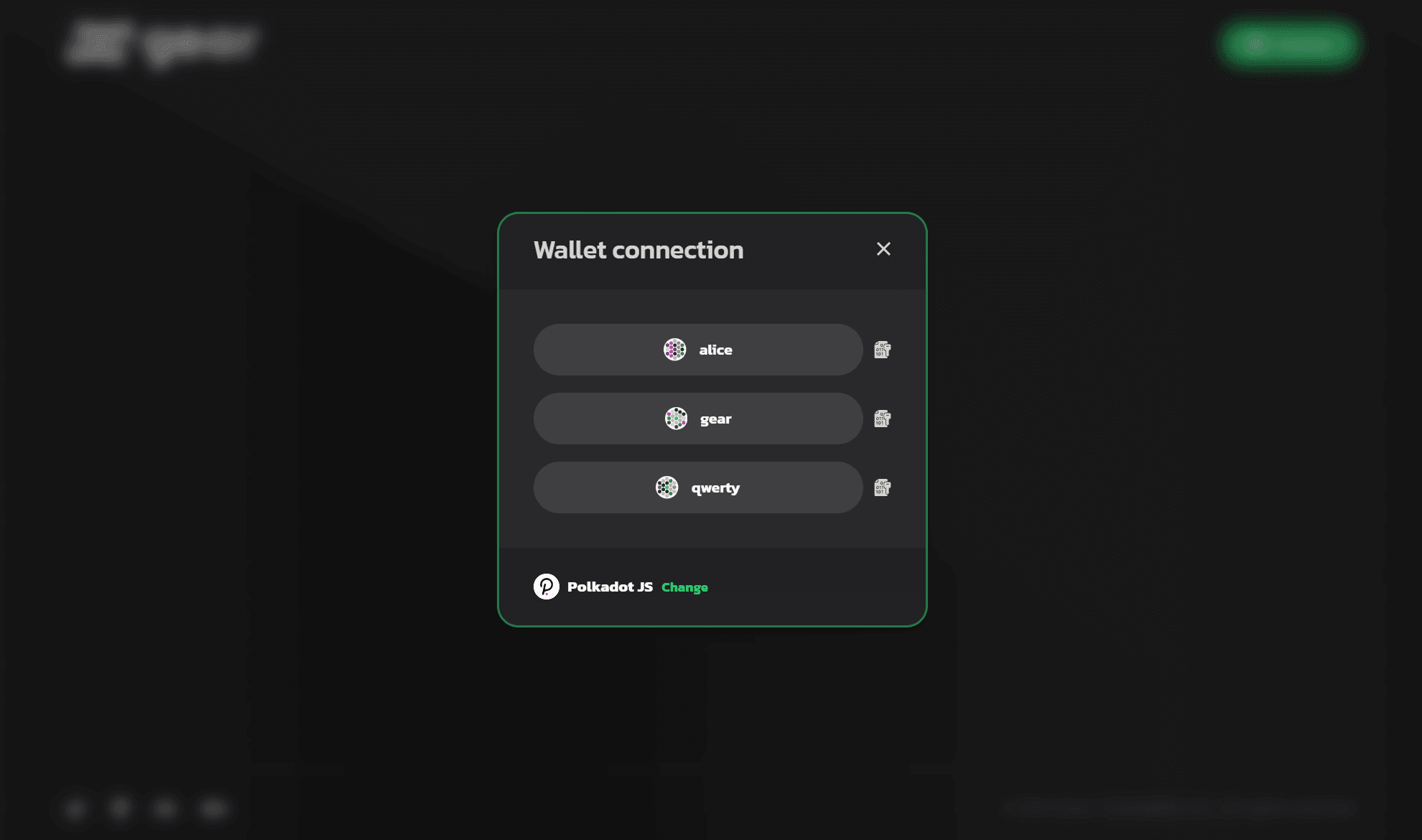 Gear Template Wallet Connection
