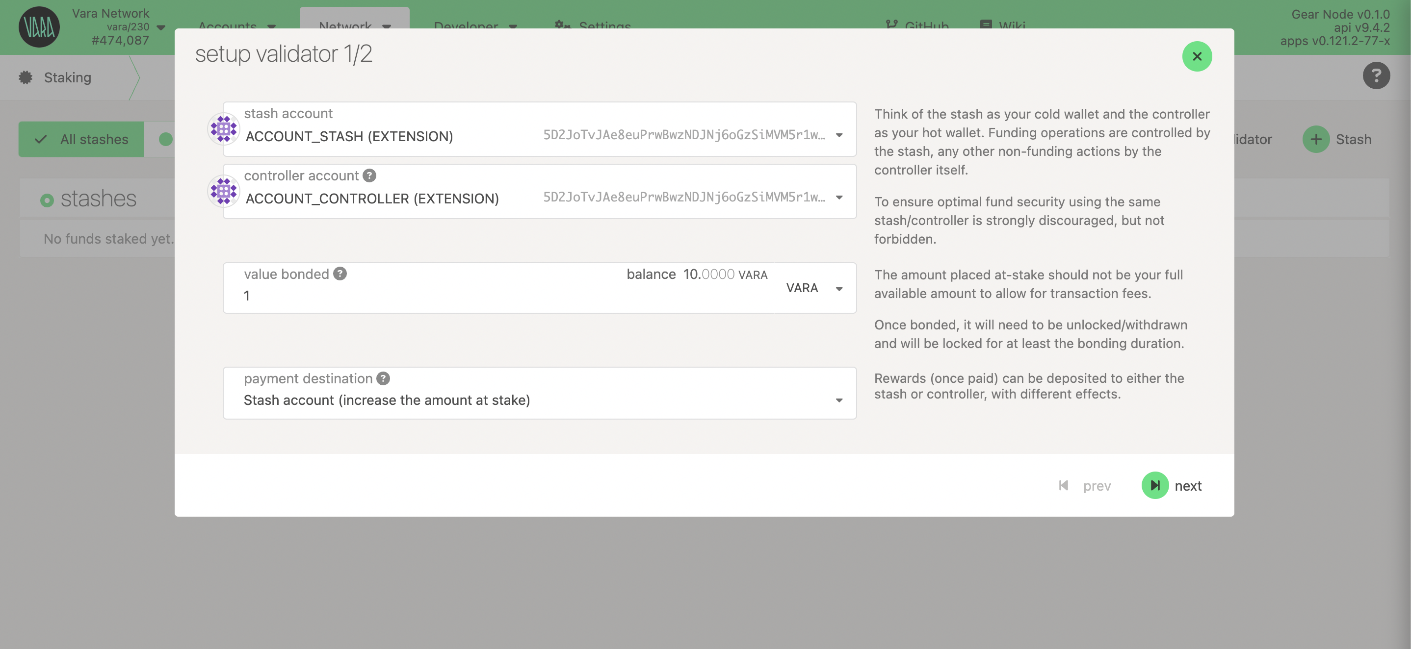 setup validator