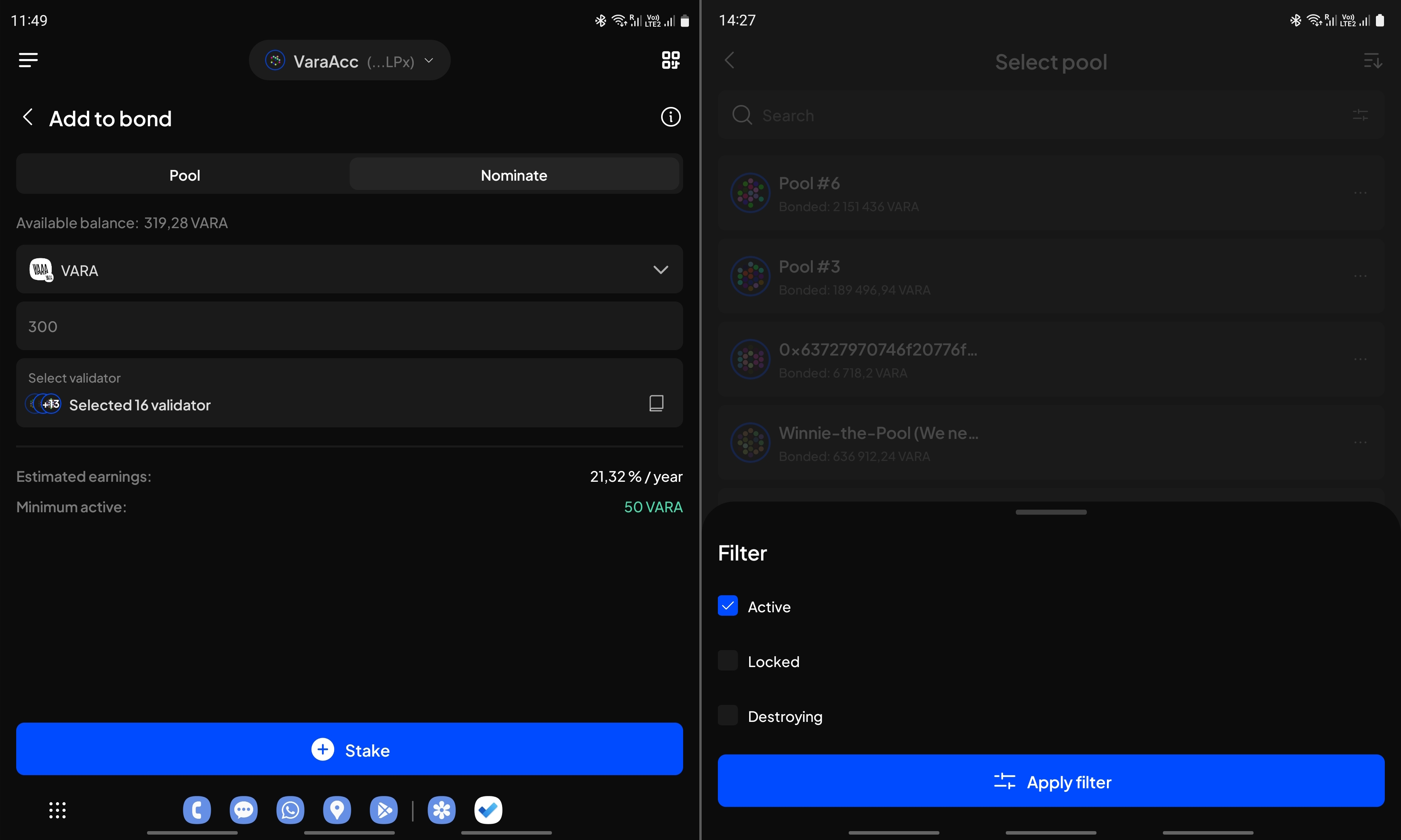 subwallet staking